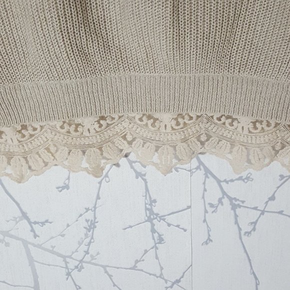 Pins & Needles Beige Oversized Sweater w/ Lace Trim - Picture 4 of 5